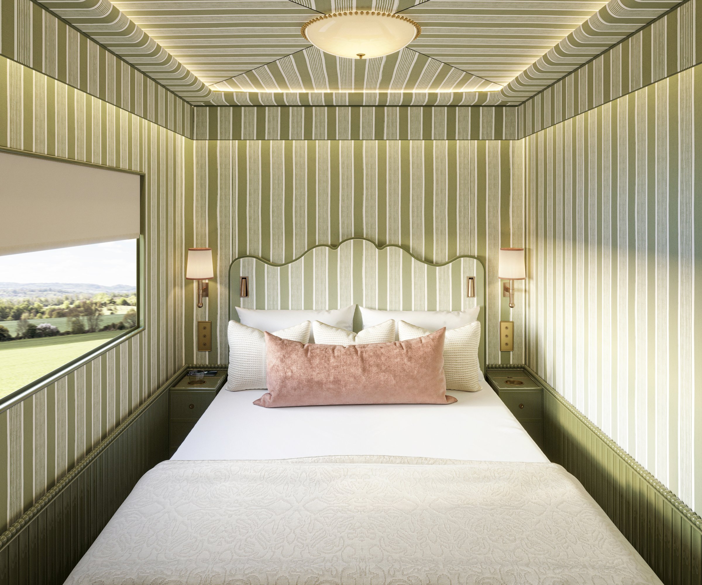 A suite aboard the Britannic Explorer, the luxury sleeper train of England and Wales.