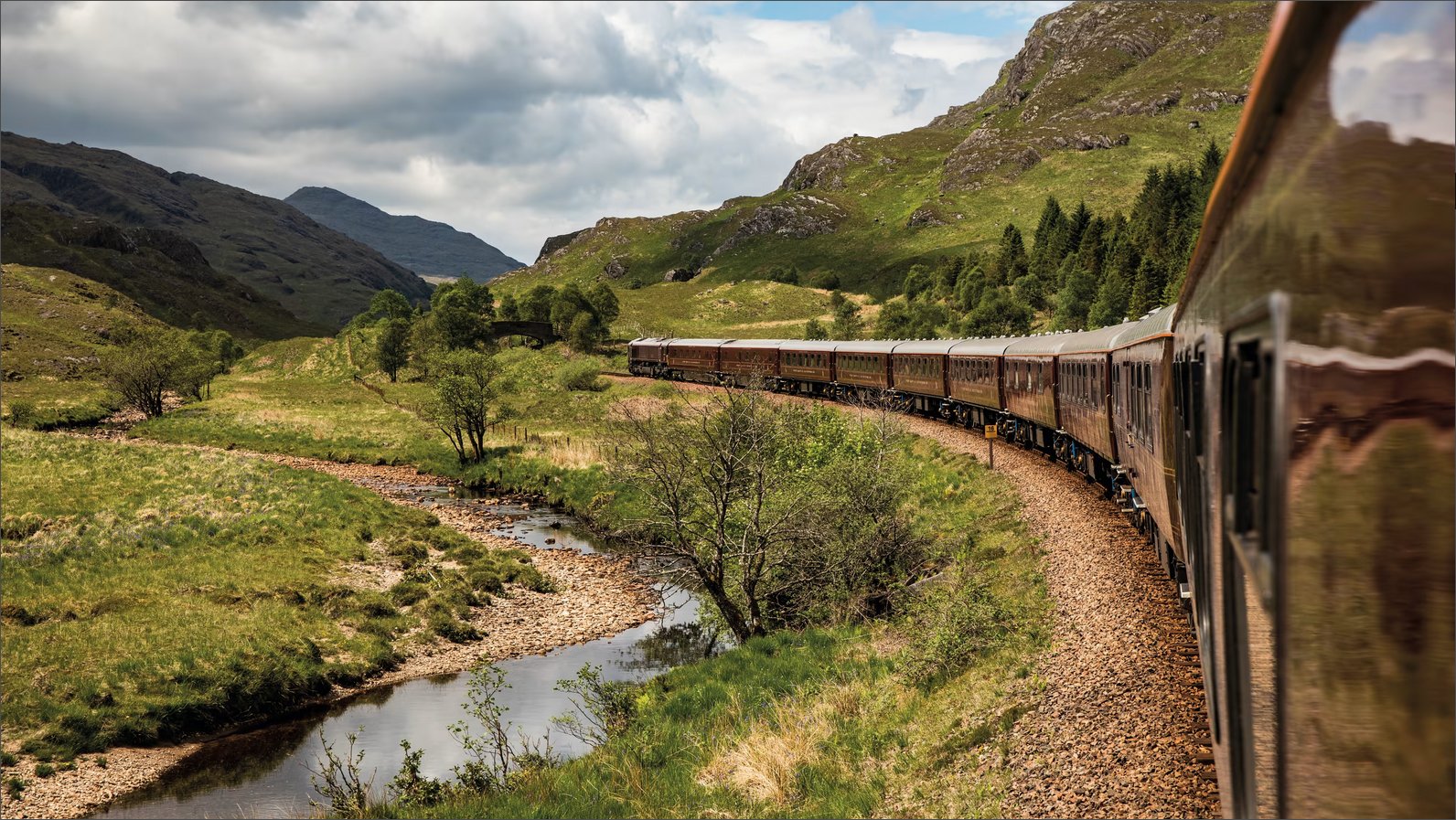 Scottish Highland scenery seen from the Royal Scotsman luxury train.